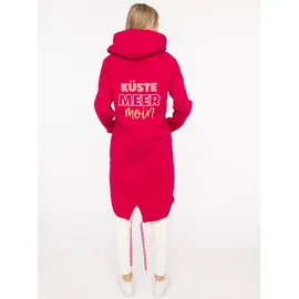 Zwillingsherz Jerseymantel ZWILLINGSHERZ "Küste Meer Moin", Damen, Gr. L/XL, pink (fuchsia), angeraute Sweatware, Obermaterial: 50% Baumwolle, 50% Polyester, Mäntel, mit großem Motiv am Rücken