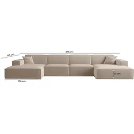 Fun Möbel Eckcouch Stoff 2-Sitzer Beige