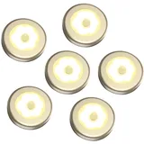ORIA Nachtlicht mit Bewegungsmelder, 6 Stk LED Schrankleuchte, Batteriebetrieben LED Nachtlicht mit Klebeband, Auto EIN/AUS, Indoor NachtLicht für Treppe, Schlafzimmer, Schrank - Warm Weiß