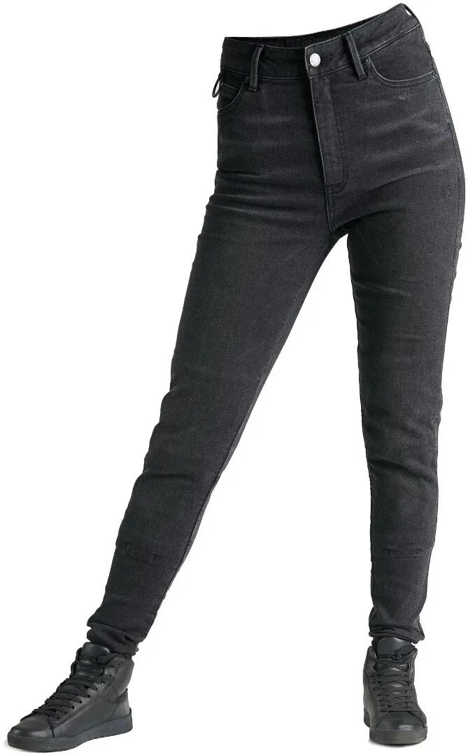 Pando Moto Kusari Cor Dames Motorfiets Jeans, zwart, 34 Voorvrouw