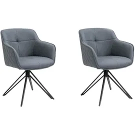 SAM Outillage Esszimmerstuhl Drehstuhl mit Armlehnen ocean schwarz Watson (2er Set)