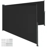 Tectake Seitenmarkise 180 x 600 cm schwarz Aluminium