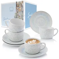sänger Santorini Kaffeetassen Set 8-tlg. cremefarben mit flieder blauem Farbverlauf