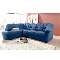 Ecksofa DOMO COLLECTION "Papenburg L-Form" Sofas Gr. B/H/T: 241cm x 84cm x 178cm, Microfaser PRIMABELLE, Ottomane links, ohne Bettfunktion, blau mit Ottomane, wahlweise Bettfunktion