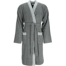 Esprit Herrenbademantel ESPRIT "Double Stripe, ideal für Sauna & Spa, Hotelbademantel, Morgenmantel" Gr. L, grau (anthrazit), L:117cm, Webfrottier, Hausmäntel, Doubleface Kimonomantel