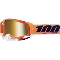 100% 100%, Unisex, Sportbrille, Goggles Racecraft 2 Coral verspiegelt True Gold Lens (Coral, Mirror True Gold), Orange