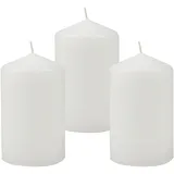 HS Candle Stumpenkerzen Ø6cm 3er Pack Weiß Hell