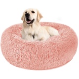 Hundebett Katzenbett Flauschig Rund aus Plüsch - Donut Kuscheliges Hundekissen Hundekorb Waschbar S/M/L/XL/XXL für Kleine, Mittelgroße und Große Hunde, Katzen und Andere Haustiere (XXL-80cm, Rosa)