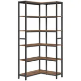 VASAGLE Eckregal, 6 stöckiges Bücherregal, Leiterregal, Eckregal braun|schwarz