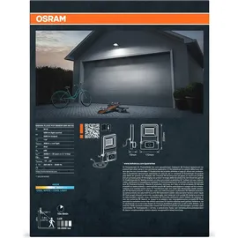 Osram ENDURA FLOOD PC 50W LED-Fluter mit Sensor, 4000K, 5000 Lumen, IP44 Flutlicht IR-Melder, einstellbare Reichweite bis 9m, Dunkelgrau
