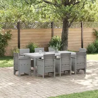 vidaXL Garten Essgruppe 9-tlg. Hellgrau