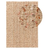 benuta Pure Juteteppich Sam Natural/Rot 120x170 cm - Moderner Teppich für Wohnzimmer