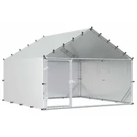 vidaXL Hühnerstall mit Dach Silber 200 x 200 x 150 cm verzinkter Stahl