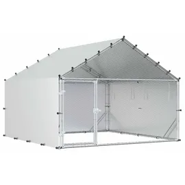 vidaXL Hühnerstall mit Dach Silber 200 x 200 x 150 cm verzinkter Stahl