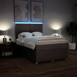vidaXL Boxspringbett mit Matratze Taupe 140x200 cm Stoff