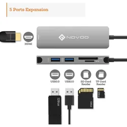 NOVOO USB-C Aluminium Hub 5 Anschlüsse