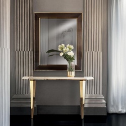 JVmoebel Konsolentisch Holz Italienische Möbel Konsolentisch Spiegel Sideboard 2tlg Set beige
