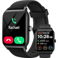Smartwatch Herren mit Telefonfunktion Alexa Built-in 1.8" Damen Fitness Tracker 100+ Sportmodi, Pulsmesser SpO2 Stress EIN-klick Messen - Schwarz