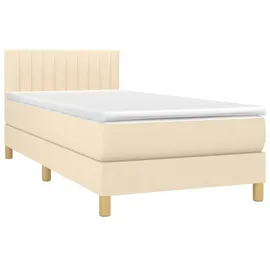 vidaXL Boxspringbett mit Matratze & LED Creme 90x190 cm Stoff