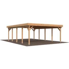 Palmako Karl Doppel-Carport 600 x 762 cm Braun tauchgrundiert