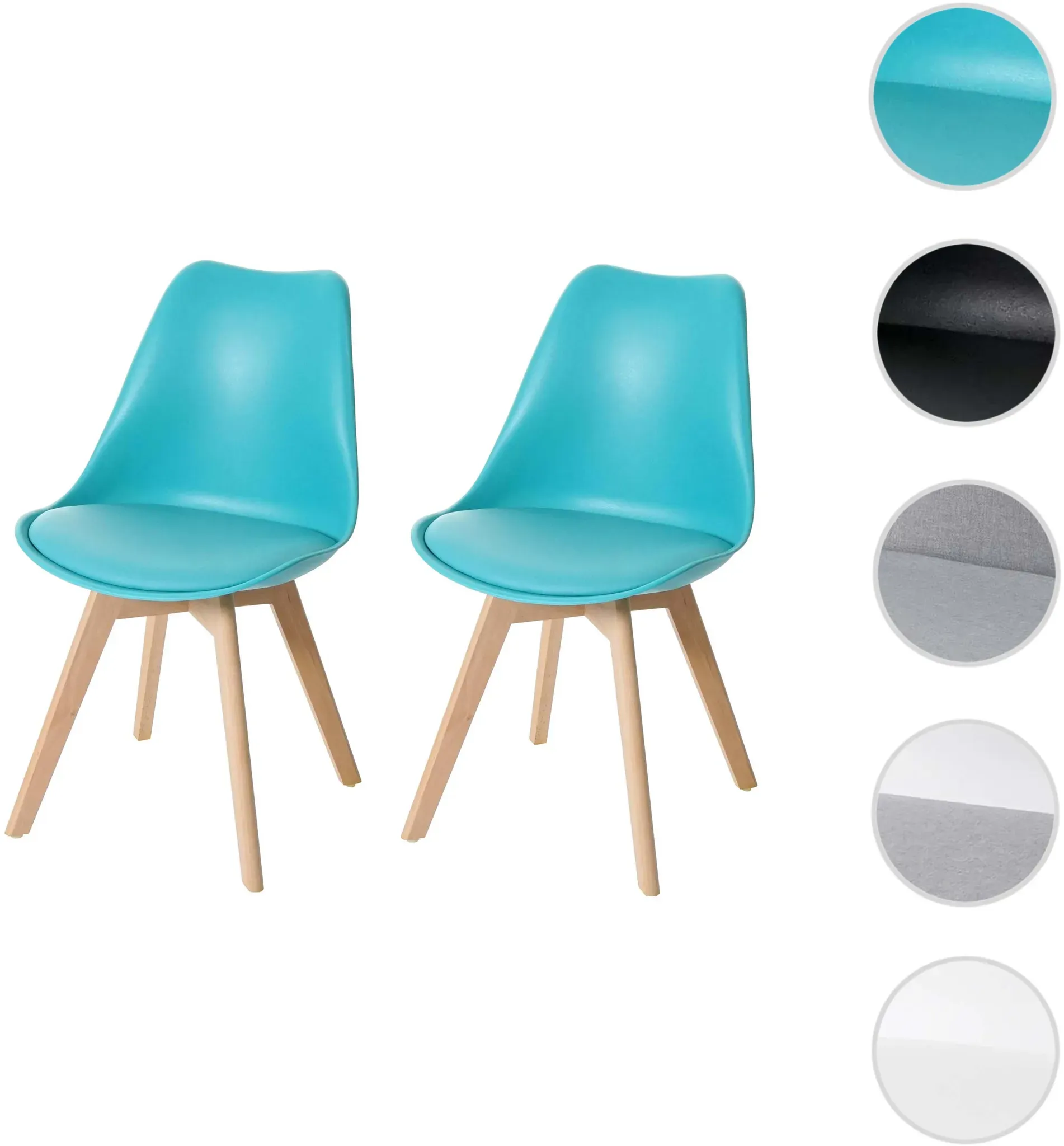 Einzelstück | 2er-Set Esszimmerstuhl HWC-E53, Stuhl Küchenstuhl, Retro Design ~ türkis/türkis, Kunst
