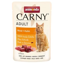 Animonda Carny Adult 85g Beutel Katzennassfutter Sparpaket 24 x 85 Gramm Rind + Huhn