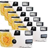 7 x PHOTO PORST Hochzeitskamera/Einwegkamera gelbe Hochzeitsrose (deutsche Bedienungsanleitung, mit Blitzlicht und Batterien, je 27 Fotos, ISO 400)