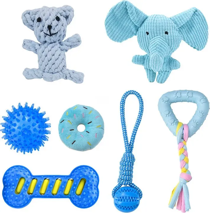 Blinkit Welpe Kleiner Hund Leichtes, langlebiges, interaktives Multi-Material-Kauspielzeug-Kombinations-Hundekauspielzeug HFXF07