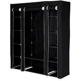 dibea Faltbarer Stoffkleiderschrank 175 x 150 x 45 cm Schwarz