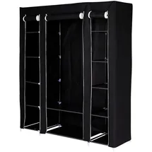 dibea Faltbarer Stoffkleiderschrank 175 x 150 x 45 cm Schwarz