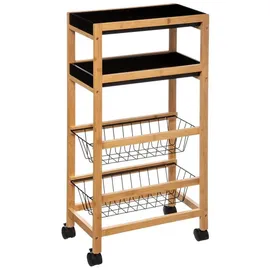 5Five Simply Smart Küchenwagen aus Bambus, 2 Körbe, Ausnehmbare Tabletts