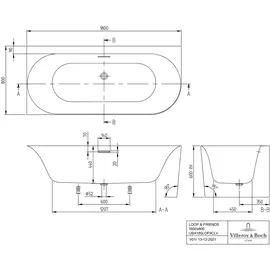 Villeroy & Boch Loop & Friends Eck-Badewanne, mit Schürze, UBA180LOF9CL00V-01,