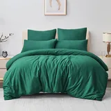 Aisbo Bettwäsche 220x240 3teilig Grün - Mikrofaser Bettwäsche-Sets Jagdgrün mit Reißverschluss, ÖKO-TEX Bettbezug 240x220 cm 3tlg mit Kissenbezug 80x80 cm, Weich und Bügelfrei