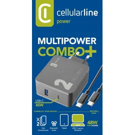 Cellular Line Cellularline Multipower 2 COMBO PLUS 48 W, USB Ladegerät, Schwarz