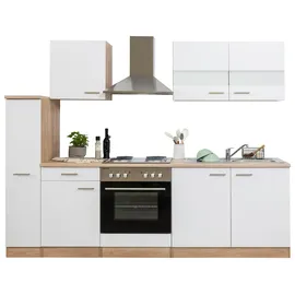 Respekta Küchenzeile Merle 240 cm E-Geräte Edelstahlkochmulde weiß/eiche sägerau nachbildung