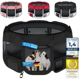 all Pets United® Welpen-Laufstall Tierlaufstall Welpenauslauf-Stall; XXL Freigehege für Hunde, Katzen, Hasen & Kleintiere im Innen- und Außenbereich (Schwarz)