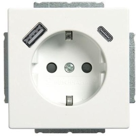 Busch-Jaeger SCHUKO USB-Steckdosen-Einsatz Safety+ mit USB A/C, studioweiß matt (20 EUCB2USBAC-884)