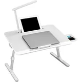 LuxusKollektion Laptoptisch Laptoptisch höhenverstellbar klappbar Schublade LED Lampe 60x40cm