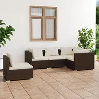 Ankonbej 5-tlg. Garten-Lounge-Set mit Kissen Poly Rattan Braun - Braun