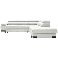 Welnova Ecksofa, Weiß, Leder, Echtleder, Rindleder, 4-Sitzer, Ottomane rechts, L-Form, 263x223 cm, Fsc, Made in EU, Typenauswahl, Lederauswahl, Armteil rechts, Wohnzimmer, Sofas & Couches, Wohnlandschaften, Ecksofas
