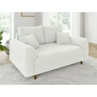 S-Style Möbel 2-Sitzer Sofa Leif mit Holzfüßen im skandinavischen Stil aus Boucle-Stoff, mit Wellenfederung weiß