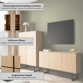Home Affaire Wohnwand HOME AFFAIRE "Lund, moderne Anbauwand, Wohnzimmer-Set in Stone Oak", beige (stone oak), B:280cm H:40cm T:137cm, Holzwerkstoff, Kastenmöbel-Sets, Wohnwand, enthält Lowboard und Highboard