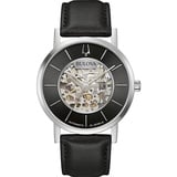 Bulova Herren Analog Automatik Uhr mit Leder Armband 96A279