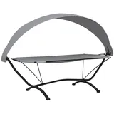 vidaXL Outdoor-Loungebett mit Dach Grau Stahl und Oxford-Stoff