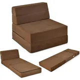 3 In 1 Klappbares Schlafsofa, Klappmatratze, Schaumstoff Extra Dick (15cm), Sofabett, Bodenmatratze, Faltmatratze, Gästematratze Mit Abnehmbarem & Waschbarem Bezug, 190 X 71 X 15 Cm (braun) - Costway