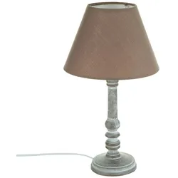 WellHome - Taupefarbene Tischlampe aus Holz Ø20x36cm