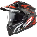 LS2 MX701 Explorer Spire Motocross Helm, schwarz/grau/rot, L