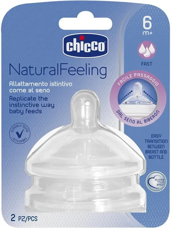 Chicco NaturalFeeling Sauger fast flow 6 M+ Silikon