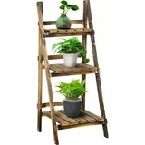 Outsunny Pflanzentreppe Blumenbank Blumentreppe Blumenregal Pflanzregal Blumenständer 3 Stufen Tannenholz Dunkelbraun 40 x 37 x 93 cm   Aosom