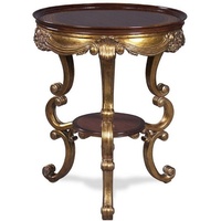 Casa Padrino Beistelltisch Luxus Barock Beistelltisch Dunkelbraun / Gold Ø 58 x H. 70 cm - Runder Mahagoni Tisch im Barockstil - Barock Möbel
